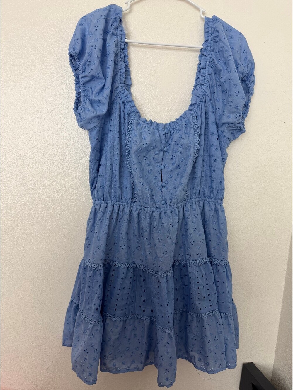Altar'd State Blue Embroidered Puff Sleeve Dress Size 2XL